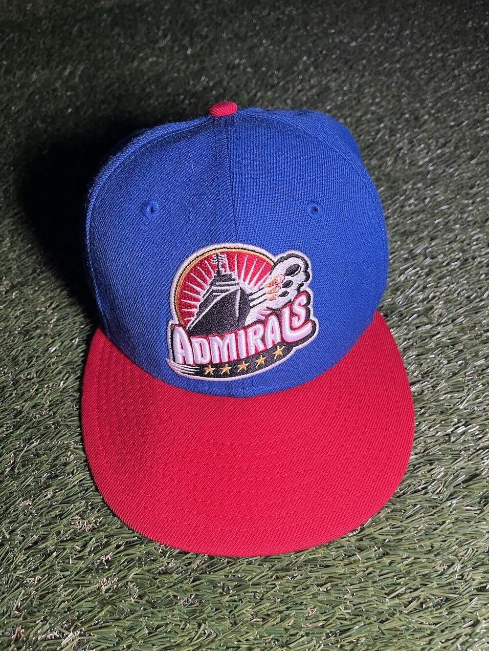 New Era Norfolk Admirals 59FIFTY Blue Red Hockey Cap Size 7 3/8